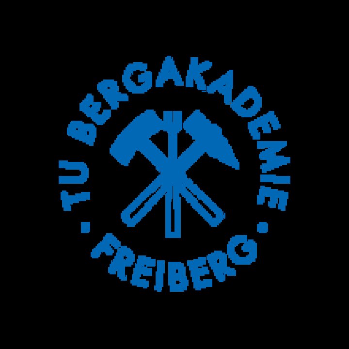 Logo Technicznego Uniwersytetu we Freibergu, skladające się z dwóch skrzyżowanych młotków otoczone napisem Bergakademie Freiberg